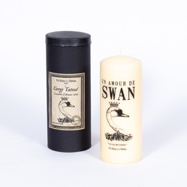 SWAN LAKE - Tattooed pillar candle - Ivory