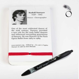 Dance notebook and pen with Rudolf Nureyev's photo and quotes