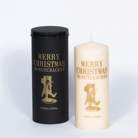 MERRY CHRISTMAS - Tattooed pillar candle - Gold