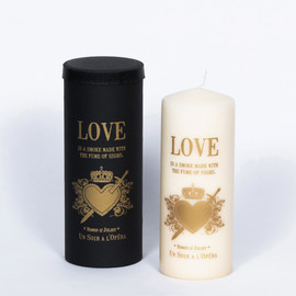 ROMEO & JULIET - Tattooed pillar candle - Ivory - 4 units minimum