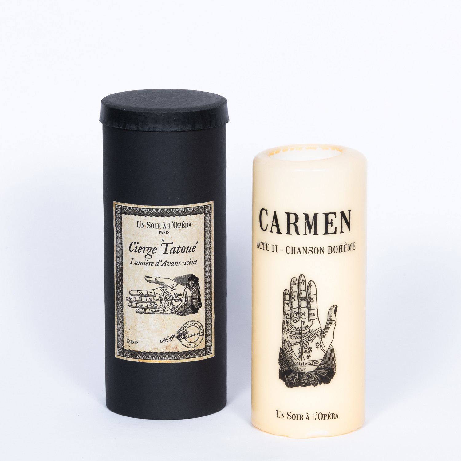 CARMEN - Tattooed pillar candle - Ivory